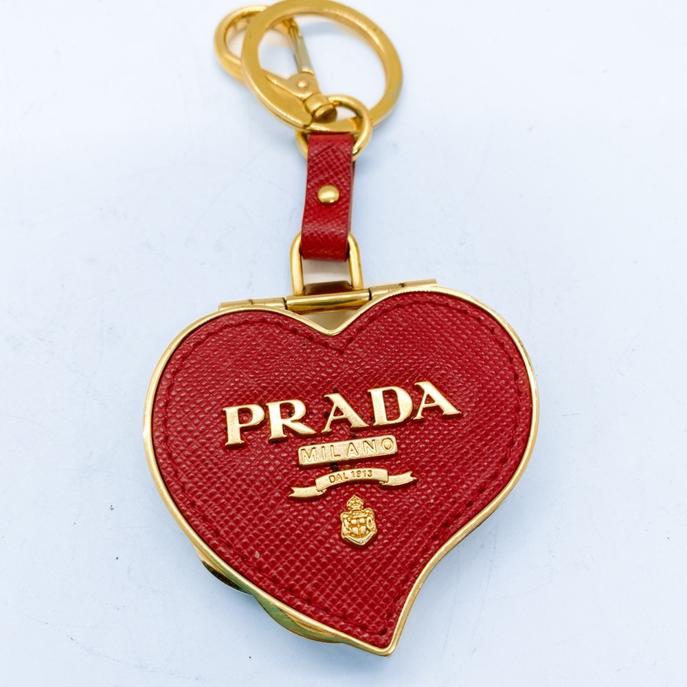 Authentic Prada Large Red Heart Locket Keychain